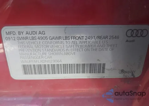 2013 Audi A4 2.0T Premium from USA, damaged, VIN WAUFFAFLXDN023064